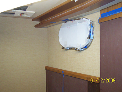 Yacht interior wallcovering installation